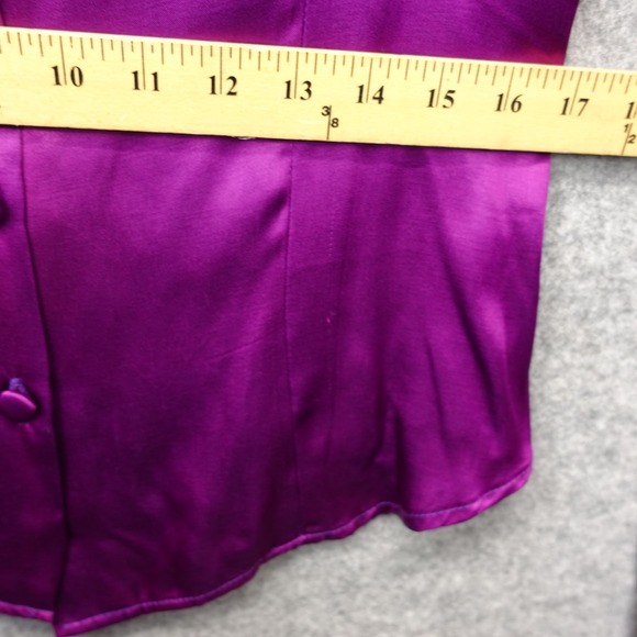 Vintage Purple Satin Button Up Shirt Womens L Magenta Retro 70s USA Made JOSHUA - Picture 5 of 13